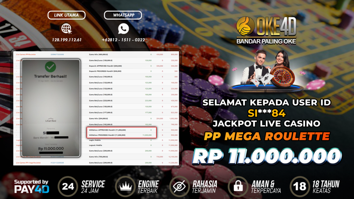 BUKTI PEMBAYARAN MEMBER JP LIVECASINO DI OKE4D USER ID SI84