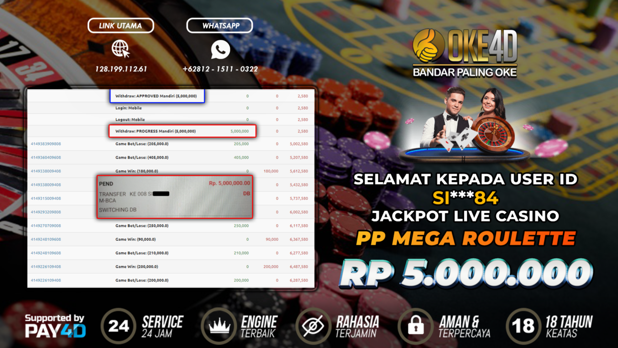 BUKTI PEMBAYARAN MEMBER JP LIVECASINO DI OKE4D USER ID SI84