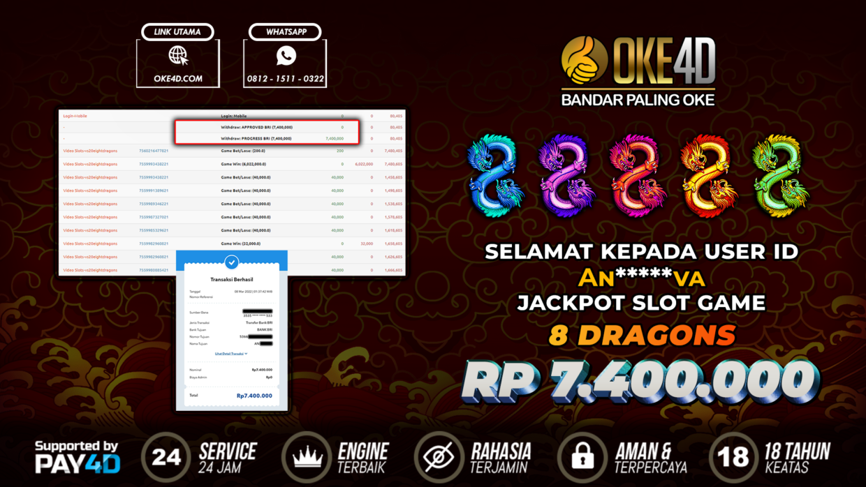 BUKTI PEMBAYARAN MEMBER JP SLOT ONLINE DI OKE4D USER ID ANVA