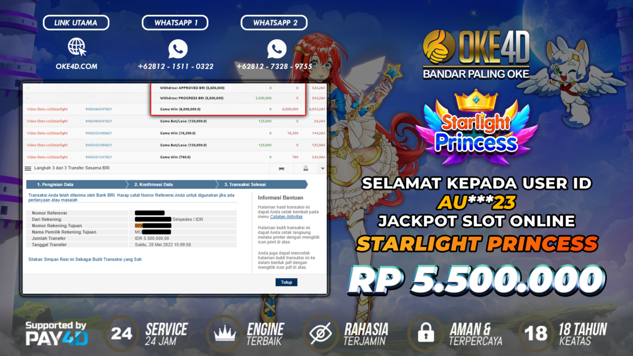 BUKTI PEMBAYARAN MEMBER JP SLOT ONLINE DI OKE4D USER ID AU23