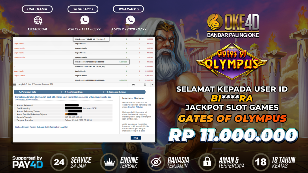 BUKTI PEMBAYARAN MEMBER JP SLOT ONLINE DI OKE4D USER ID BIRA