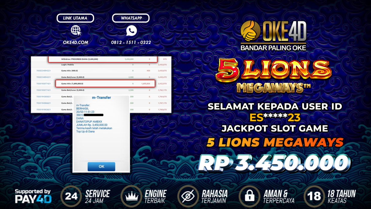 BUKTI PEMBAYARAN MEMBER JP SLOT ONLINE DI OKE4D USER ID ES