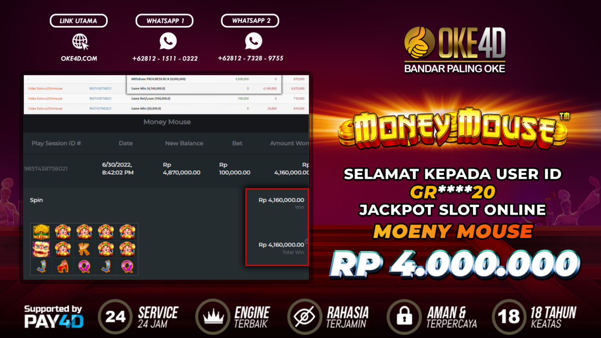 BUKTI PEMBAYARAN MEMBER JP SLOT ONLINE DI OKE4D USER ID GR20