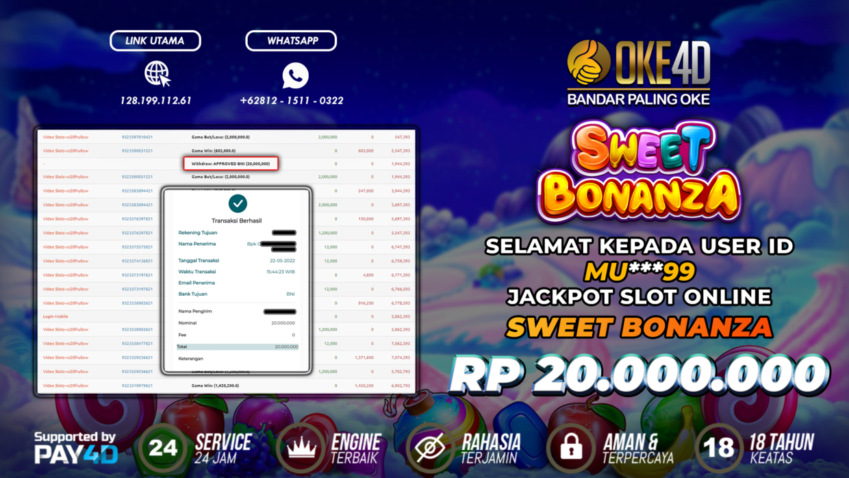 BUKTI PEMBAYARAN MEMBER JP SLOT ONLINE DI OKE4D USER ID MU99