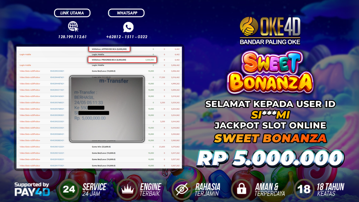 BUKTI PEMBAYARAN MEMBER JP SLOT ONLINE DI OKE4D USER ID SIMI