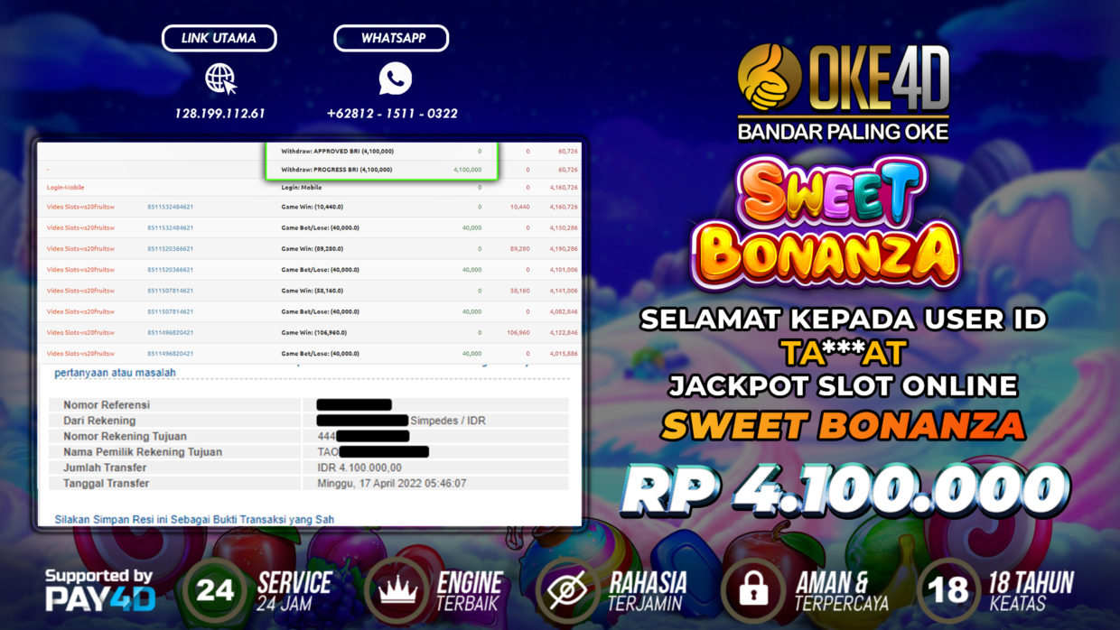 BUKTI PEMBAYARAN MEMBER JP SLOT ONLINE DI OKE4D USER ID TAAT