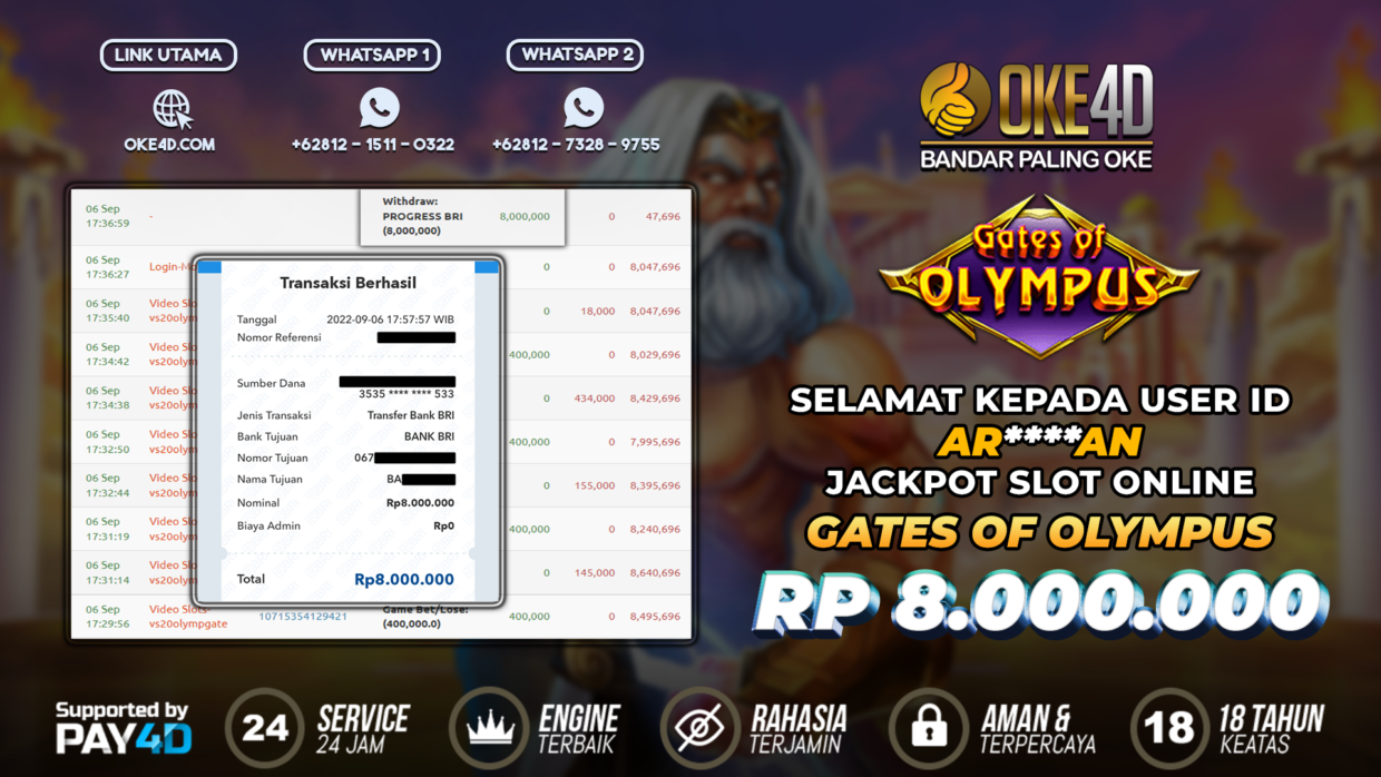 BUKTI PEMBAYARAN MEMBER JP SLOT ONLINE DI OKE4D USER ID ARAN