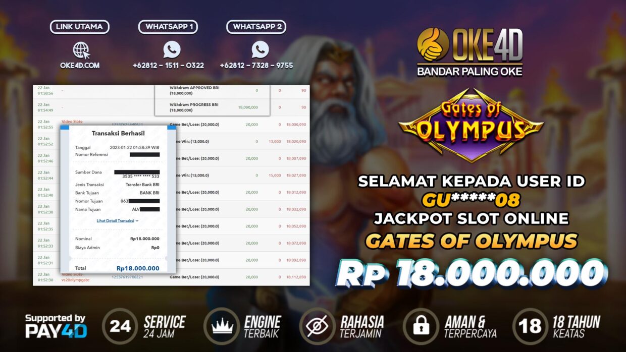 BUKTI PEMBAYARAN MEMBER JP SLOT ONLINE DI OKE4D USER ID GU08