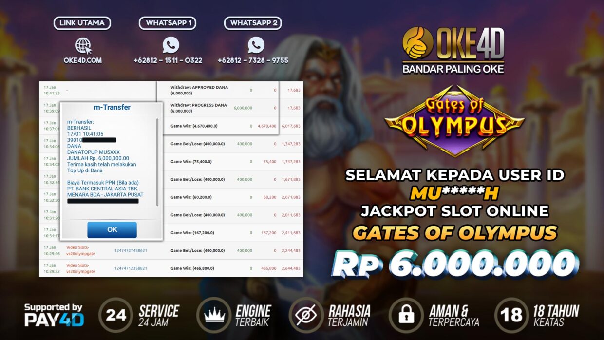 BUKTI PEMBAYARAN MEMBER JP SLOT ONLINE DI OKE4D USER ID MUH