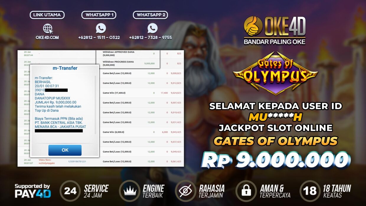 BUKTI PEMBAYARAN MEMBER JP SLOT ONLINE DI OKE4D USER ID MUH