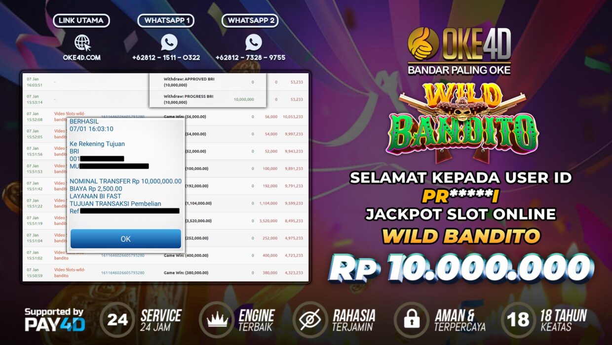 BUKTI PEMBAYARAN MEMBER JP SLOT ONLINE DI OKE4D USER ID PRI