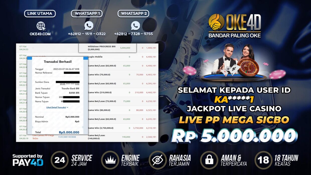 BUKTI PEMBAYARAN MEMBER JP LIVECASINO DI OKE4D USER ID KA1