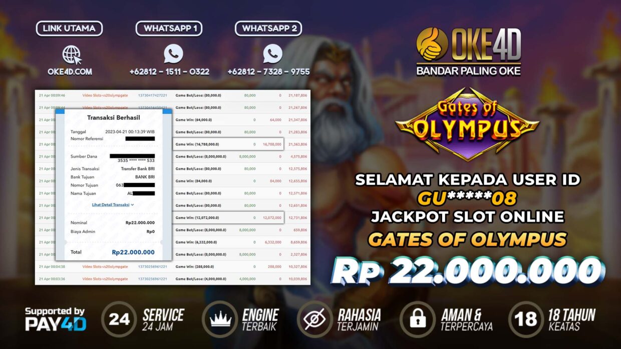 BUKTI PEMBAYARAN MEMBER JP SLOT ONLINE DI OKE4D USER ID GU08