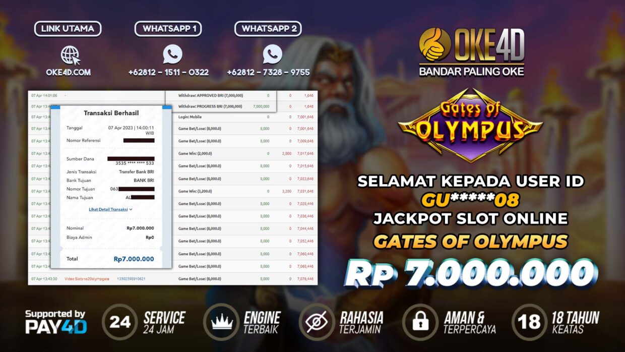 BUKTI PEMBAYARAN MEMBER JP SLOT ONLINE DI OKE4D USER ID GU08