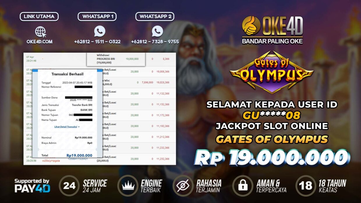 BUKTI PEMBAYARAN MEMBER JP SLOT ONLINE DI OKE4D USER ID GU08