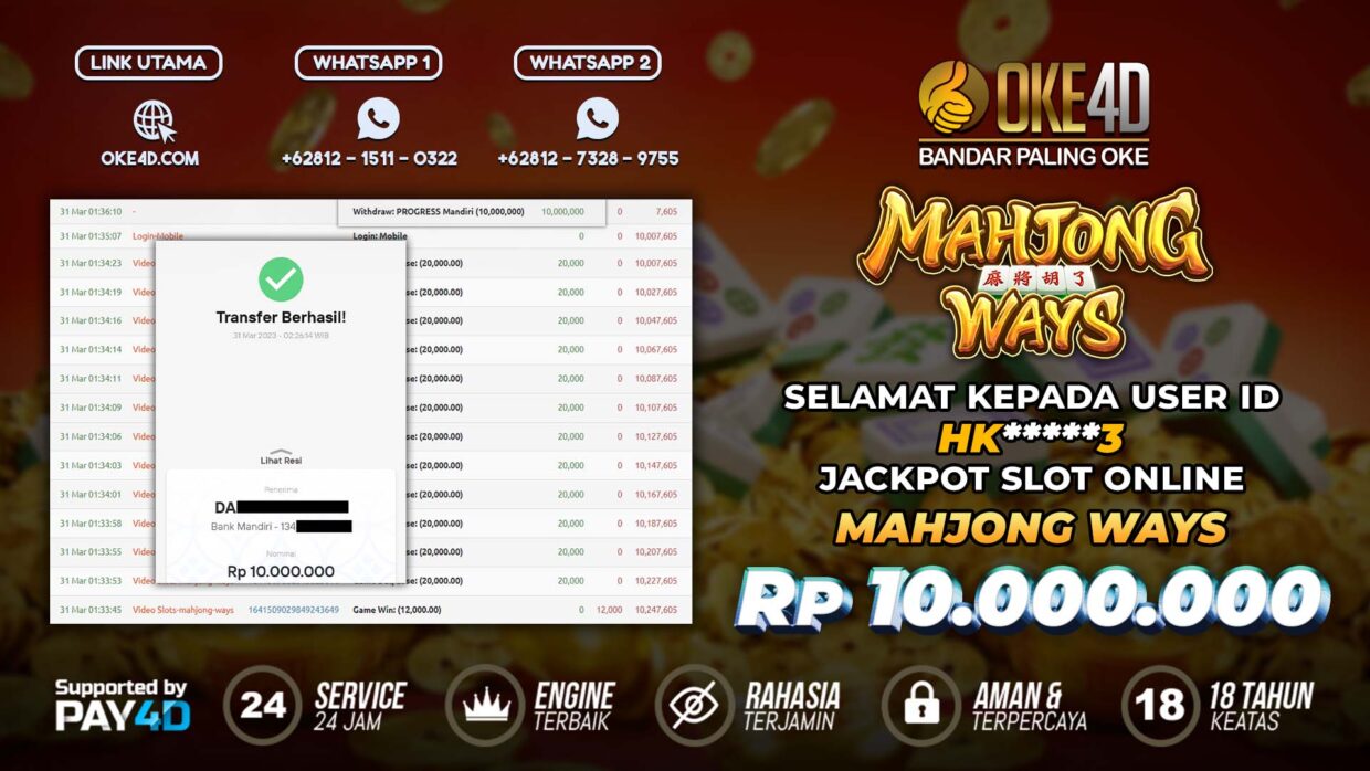 BUKTI PEMBAYARAN MEMBER JP SLOT ONLINE DI OKE4D USER ID HK3