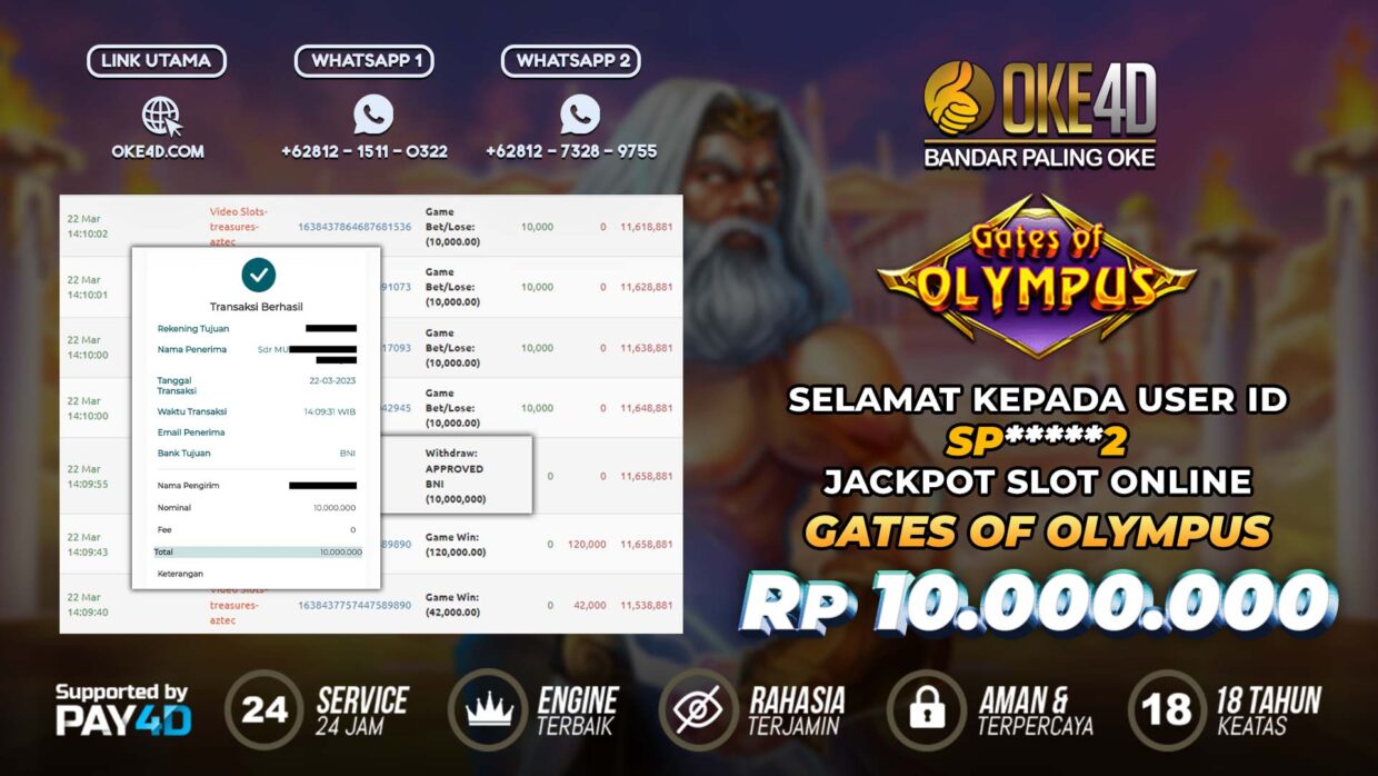 BUKTI PEMBAYARAN MEMBER JP SLOT ONLINE DI OKE4D USER ID SP2