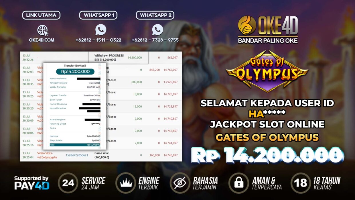 BUKTI PEMBAYARAN MEMBER JP SLOT ONLINE DI OKE4D USER ID HA