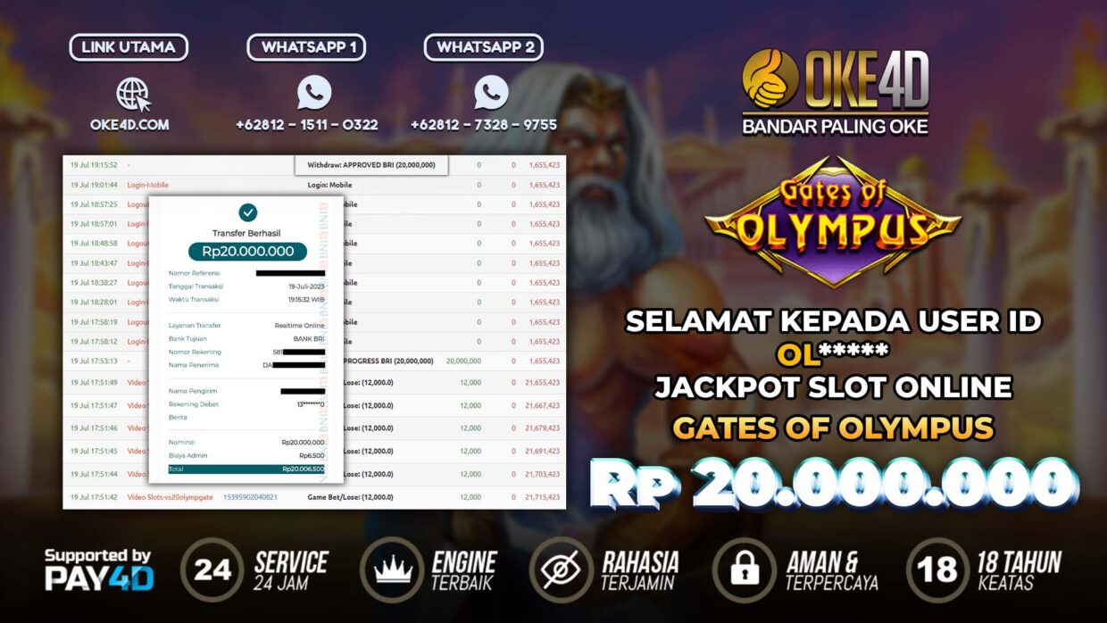 BUKTI PEMBAYARAN MEMBER JP SLOT ONLINE DI OKE4D USER ID OL