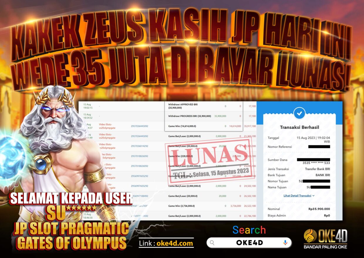 BUKTI PEMBAYARAN MEMBER JP SLOT ONLINE DI OKE4D USER ID SU