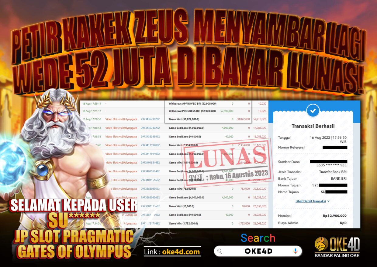 BUKTI PEMBAYARAN MEMBER JP SLOT ONLINE DI OKE4D USER ID SU