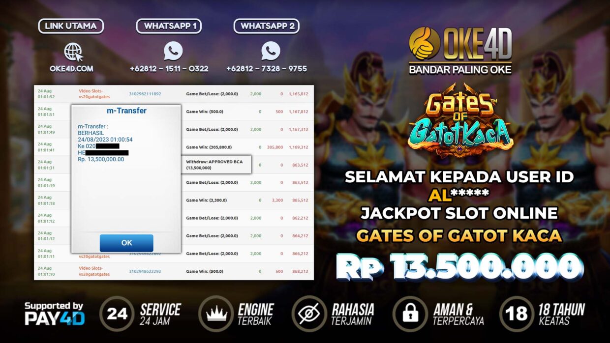 BUKTI PEMBAYARAN MEMBER JP SLOT ONLINE DI OKE4D USER ID AL