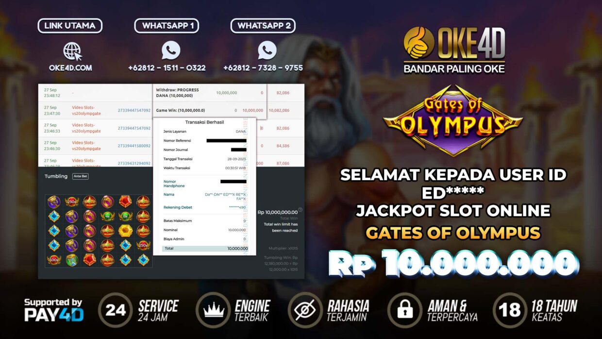 BUKTI PEMBAYARAN MEMBER JP SLOT ONLINE DI OKE4D USER ID ED