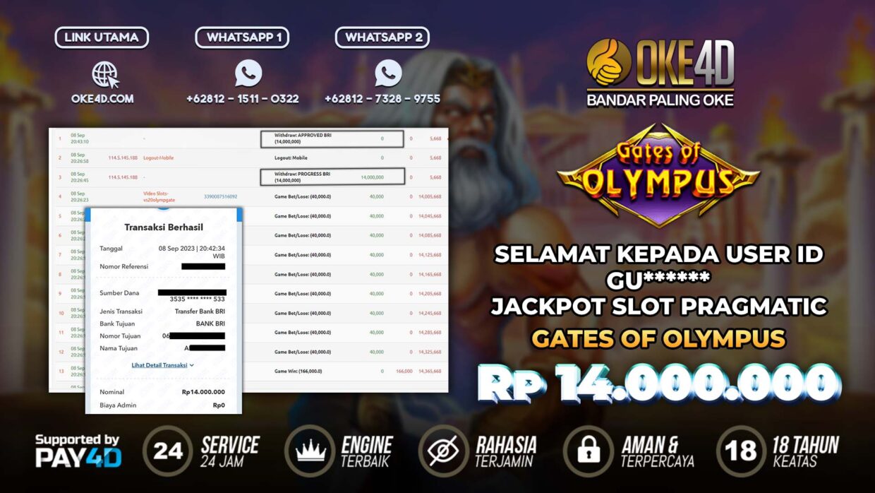 BUKTI PEMBAYARAN MEMBER JP SLOT ONLINE DI OKE4D USER ID GU