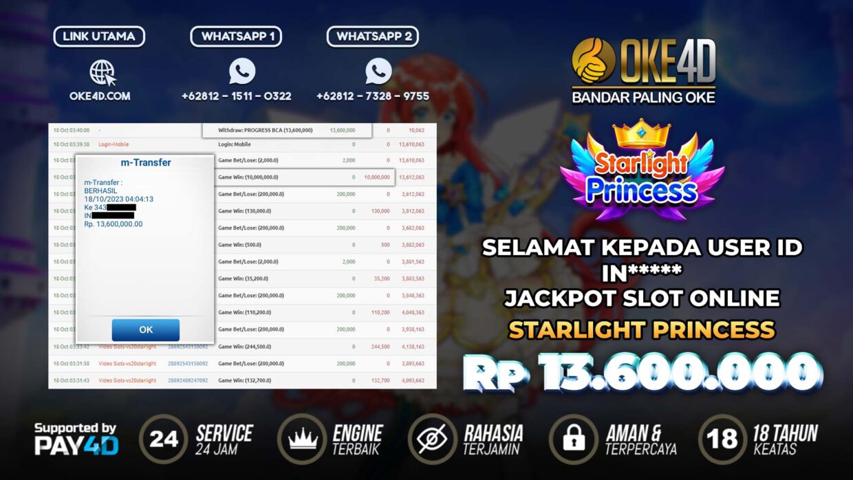 BUKTI PEMBAYARAN MEMBER JP SLOT ONLINE DI OKE4D USER ID IN