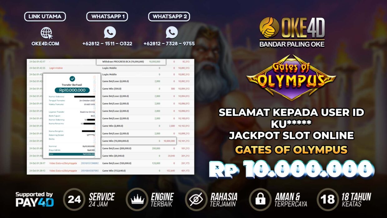 BUKTI PEMBAYARAN MEMBER JP SLOT ONLINE DI OKE4D USER ID KU