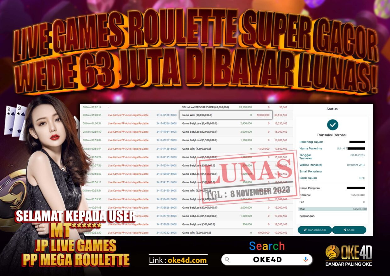 BUKTI PEMBAYARAN MEMBER JP LIVECASINO DI OKE4D USER ID MT