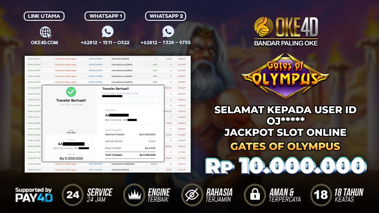 BUKTI PEMBAYARAN MEMBER JP SLOT ONLINE DI OKE4D USER ID OJ