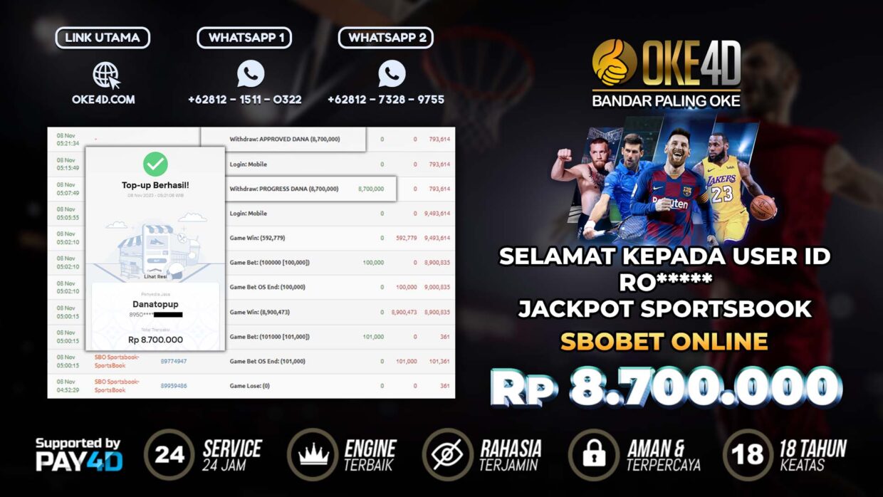 BUKTI PEMBAYARAN MEMBER JP SPORTBOOK PARLAY DI OKE4D USER ID RO