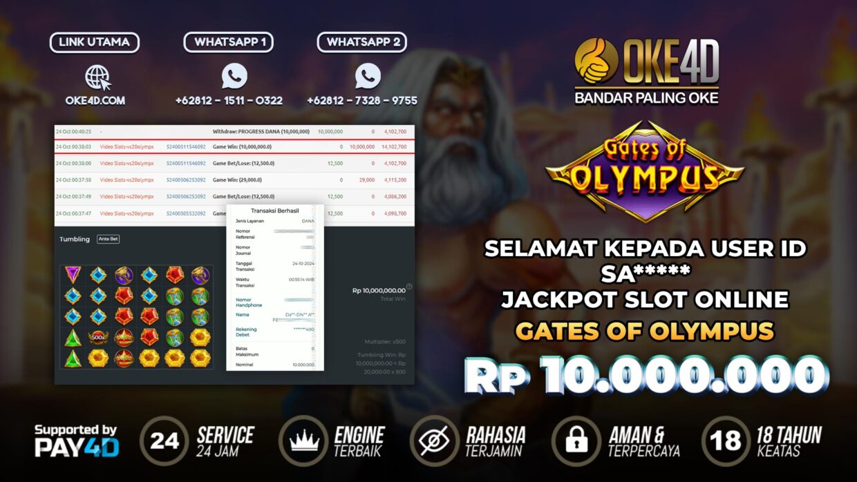 BUKTI PEMBAYARAN MEMBER JP SLOT ONLINE DI OKE4D USER ID SA